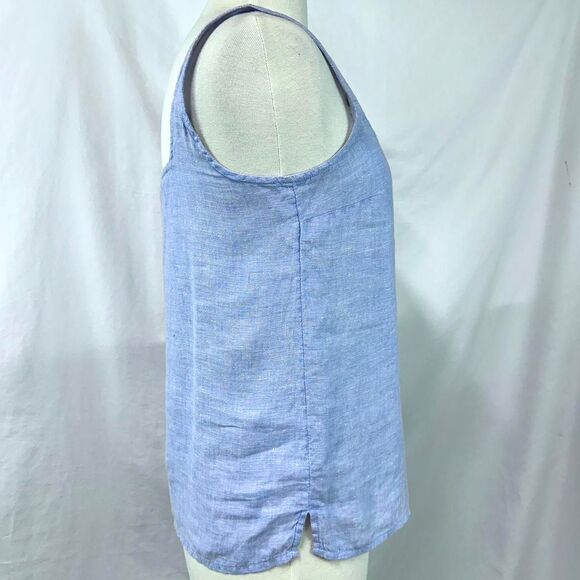 TAHARI 100% Hemp Linen Periwinkle Tank Top Square Neck Boxy Women's XS Natural - Picture 3 of 6